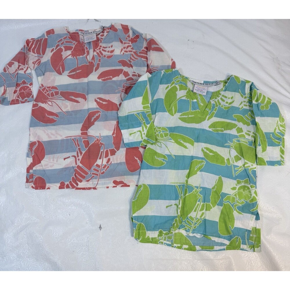 Lot 2 Gretchen Scott sz 2/4 Lobster Long Slv Dress